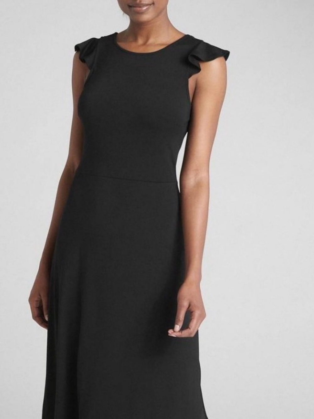 Gap Black Flutter Sleeve A-Line Midi Dress sz 6 NWT